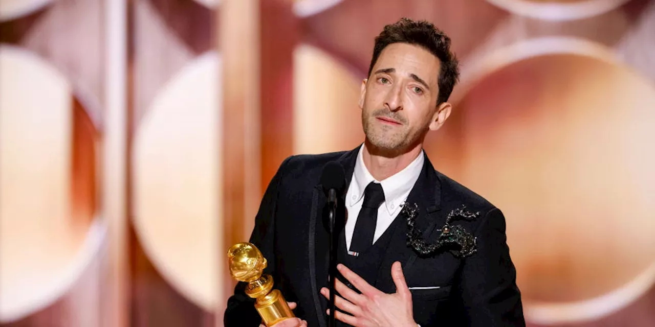 Adrien Brody Wins First Golden Globe for 'The Brutalist', Pays Tribute to Immigrant Family