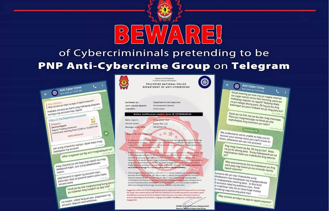 PNP-ACG Warns Public of Telegram Impersonation Scam