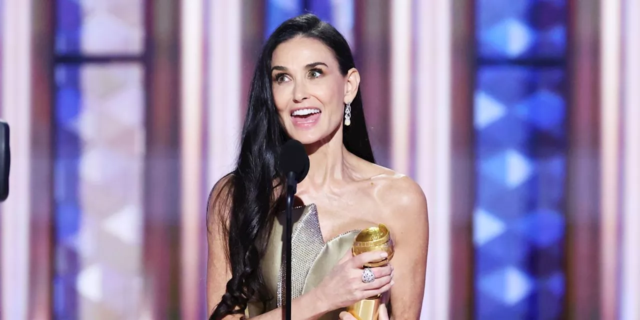 Demi Moore Wins Best Actress at Golden Globes, Reflects on Career and 'The Substance'