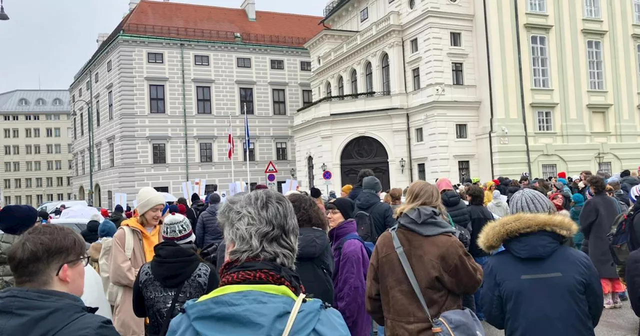 Demo am Ballhausplatz gegen Kickl: 'Van der Bellen, schmeiß ihn raus'