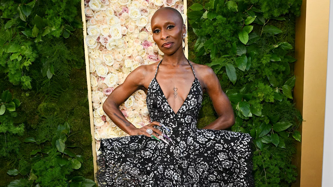 Cynthia Erivo Stuns in a Silver Louis Vuitton Gown at the Golden Globes