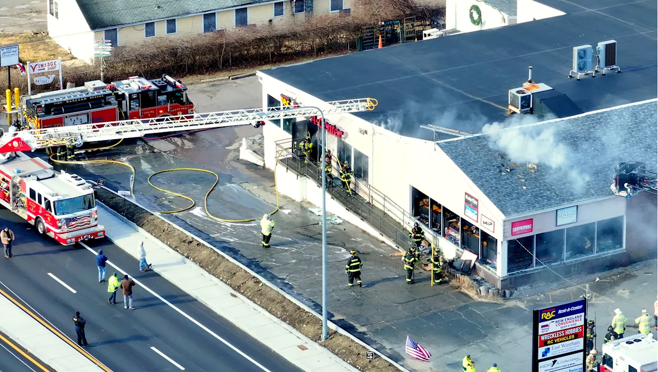 Large Strip Mall Fire in Wareham, Massachusetts, Damages Businesses and Injures Firefighter