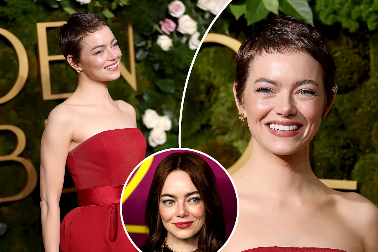 Emma Stone Rocks Dramatic Pixie Cut at 2024 Golden Globes