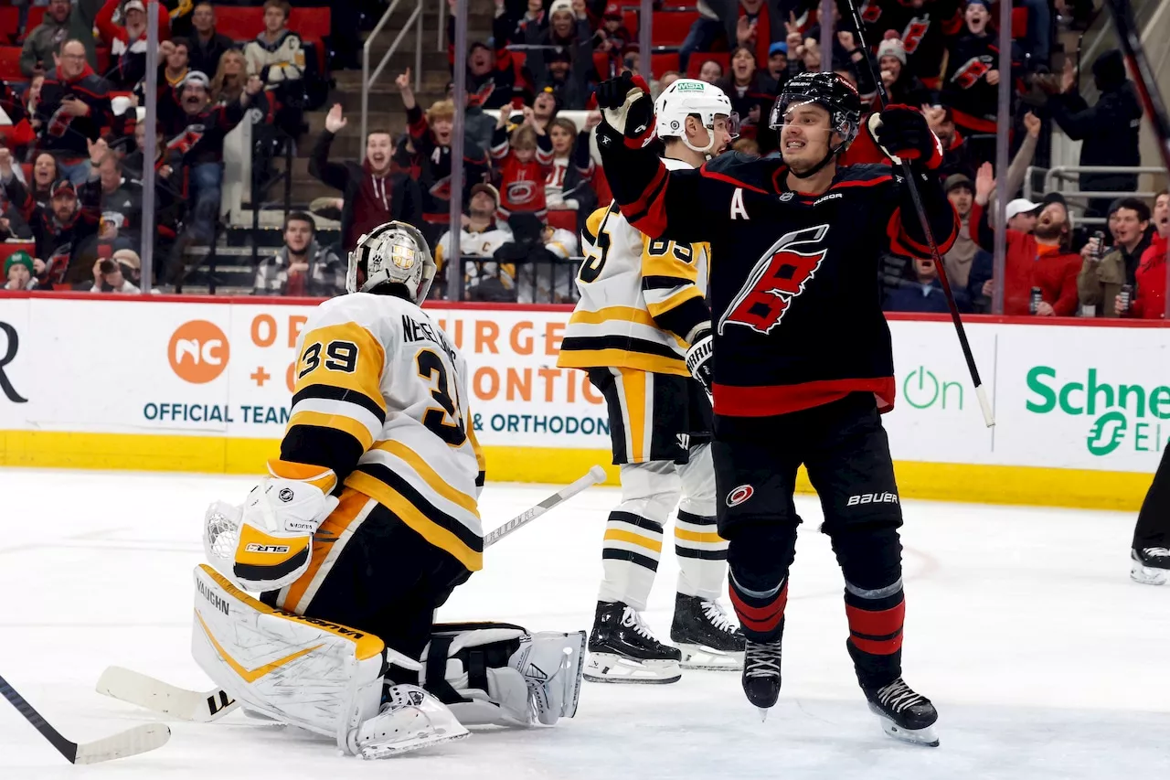 Sebastian Aho’s overtime goal lifts Hurricanes to 4-3 win over Penguins