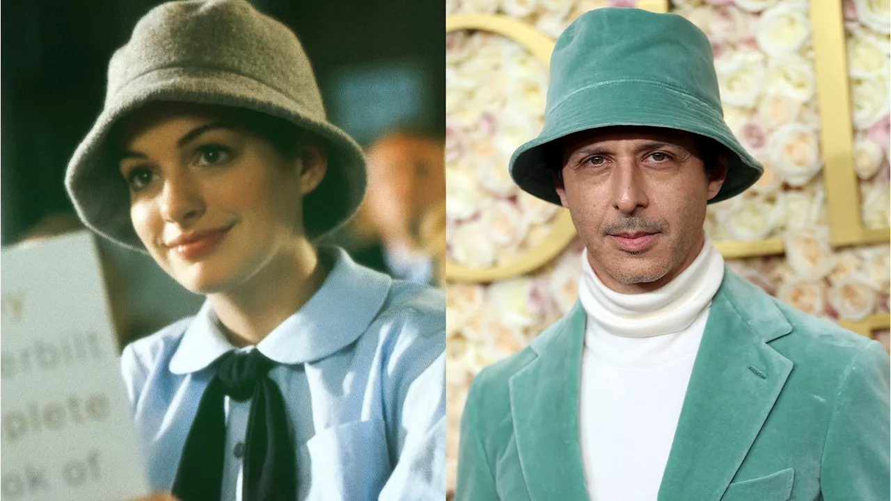 Anne Hathaway Let Jeremy Strong Borrow Mia Thermopolis’ Bucket Hat for the Golden Globes