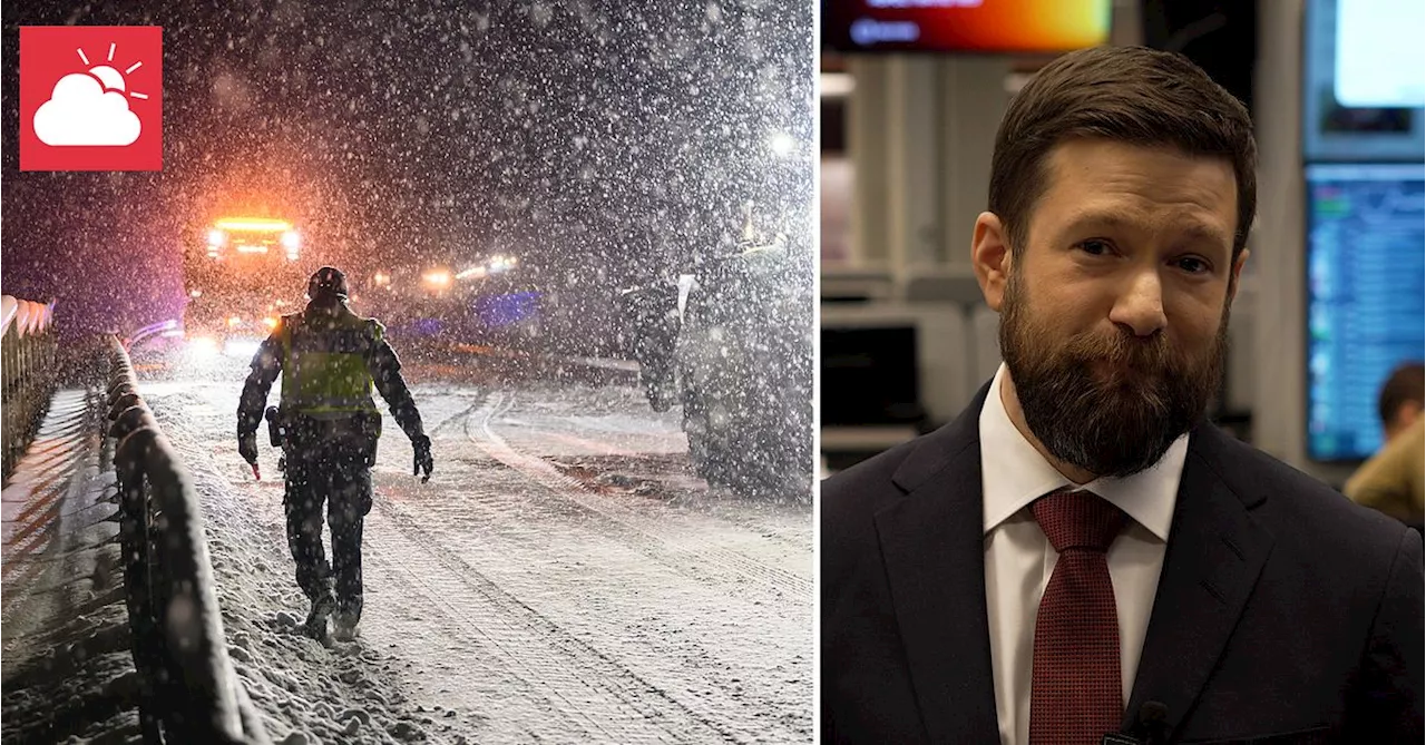 Stor snöstorm drabbar södra Sverige, Trafikverket varnar för problem i morgontrafiken