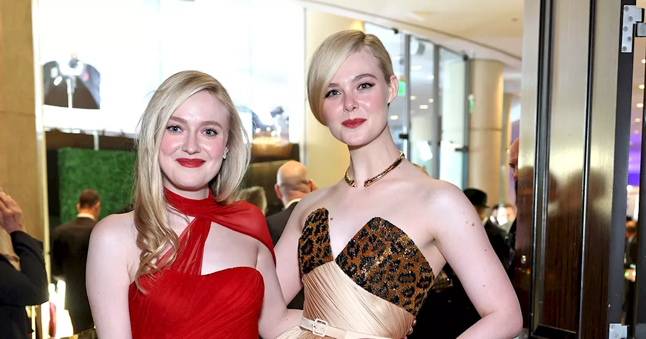 Dakota and Elle Fanning Hit Golden Globes Red Carpet Together