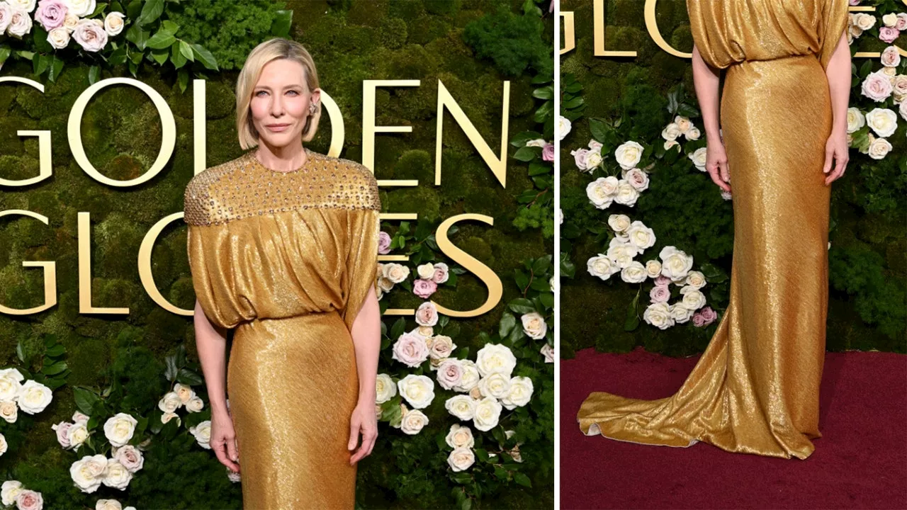 Cate Blanchett vuelve a lucir un vestido dorado de Louis Vuitton en los Golden Globes 2025