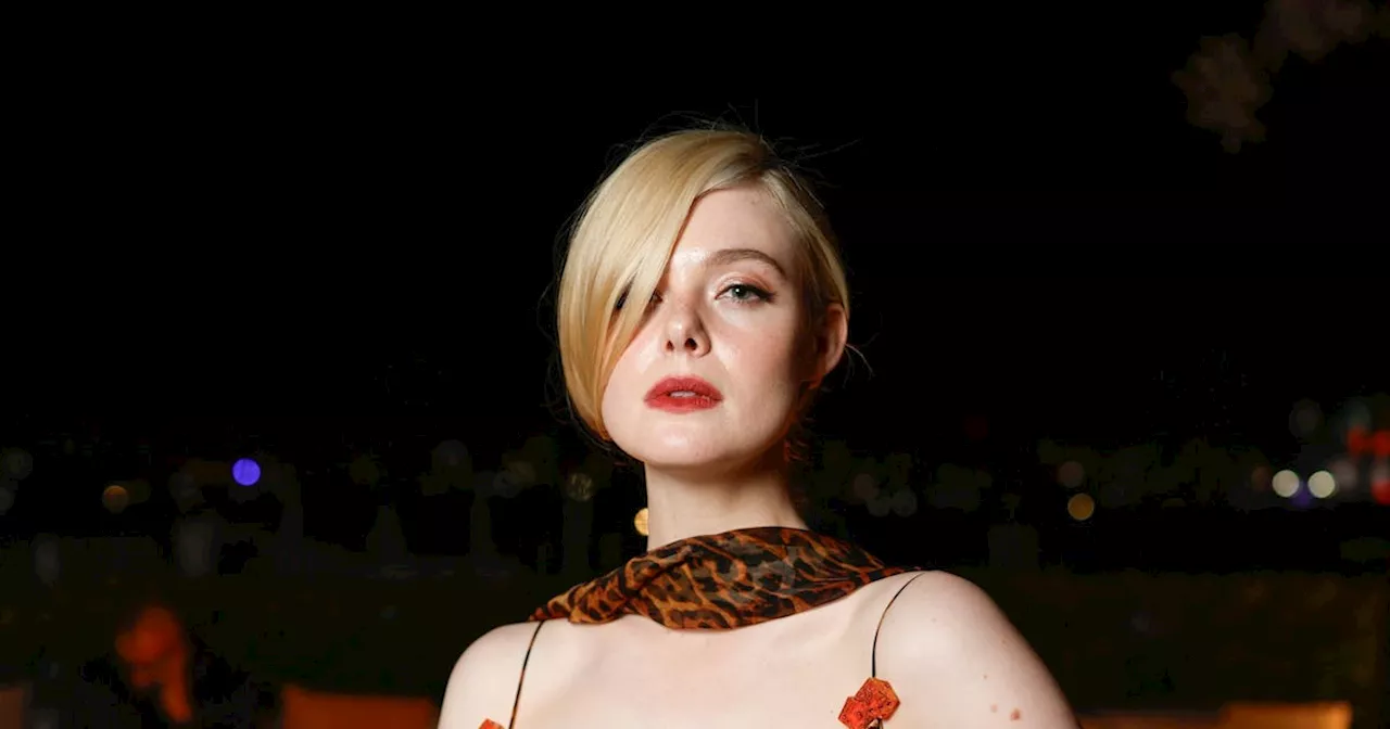 Elle Fanning Channels Old Hollywood Glamour in Animal Print at Golden Globes