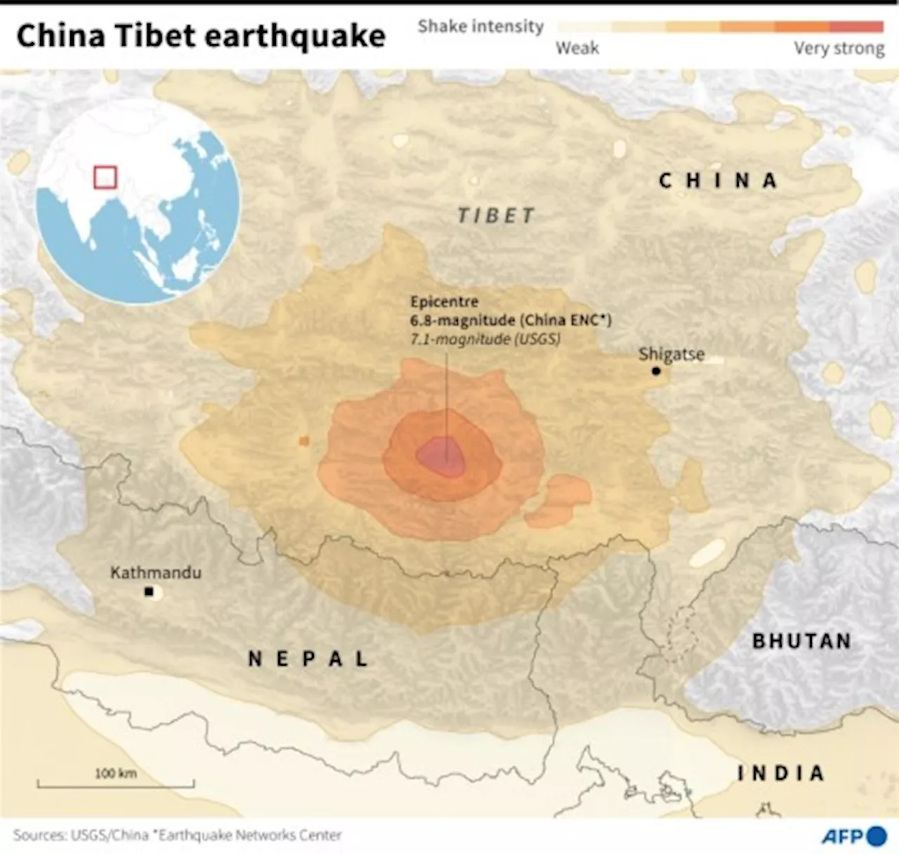 Deadly Earthquake Strikes Tibet, Killing Dozens