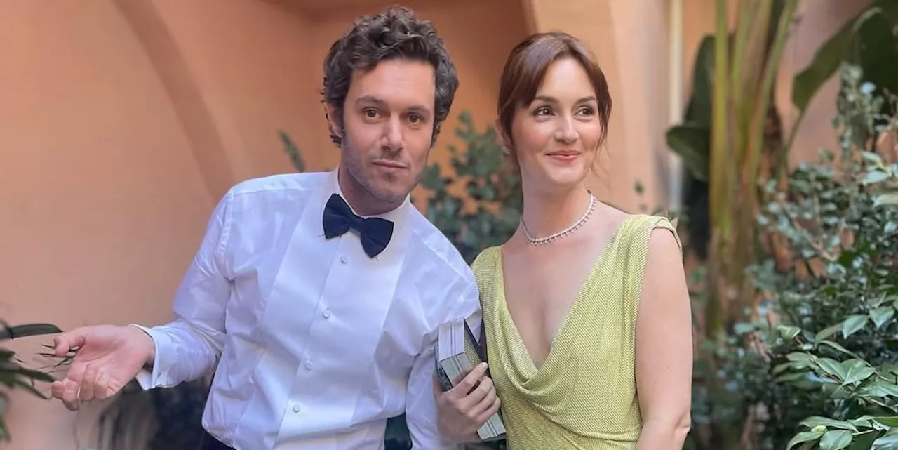 Adam Brody & Leighton Meester Coordinate in Green at 2023 Golden Globes