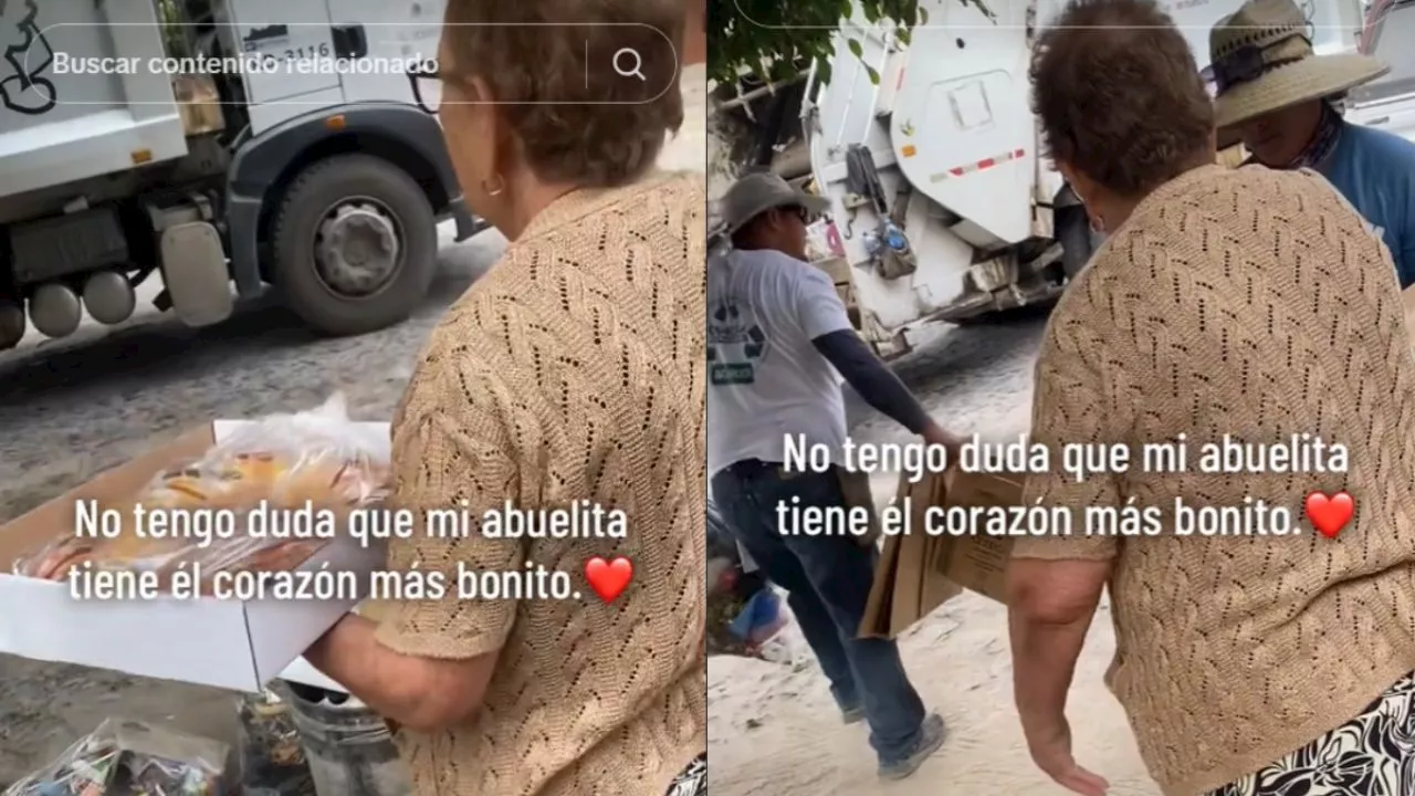 Abuelita regala rosca de reyes a empleados de camión de basura y la viralizan en TikTok