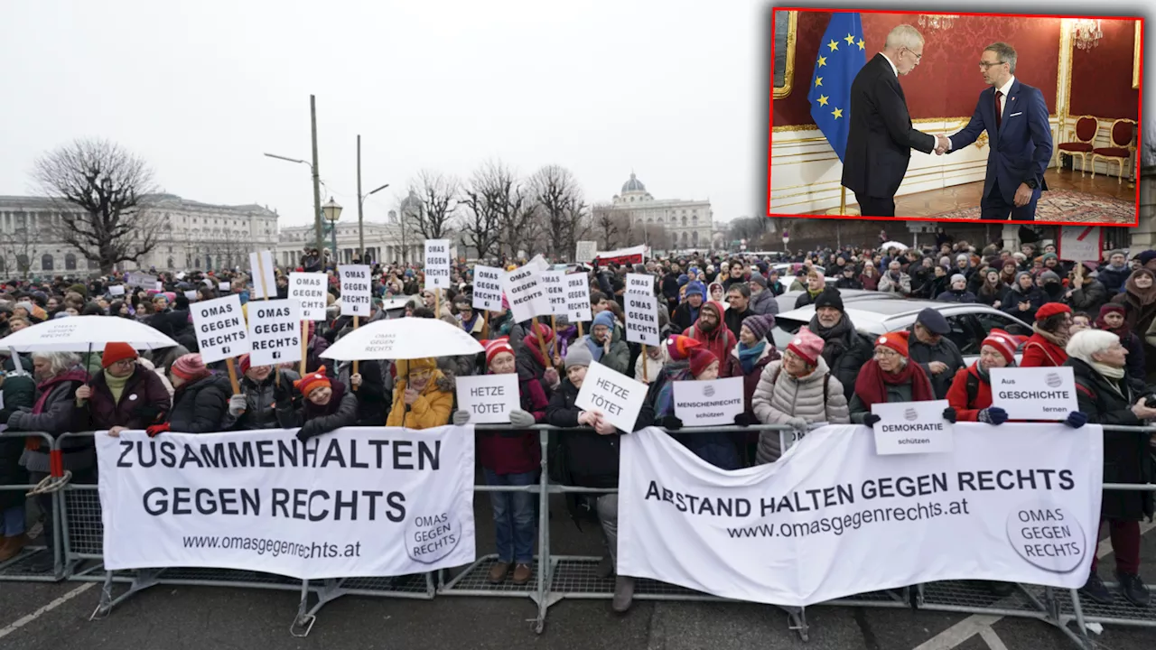 Protest gegen Kickl bei Gesprächen mit Van der Bellen