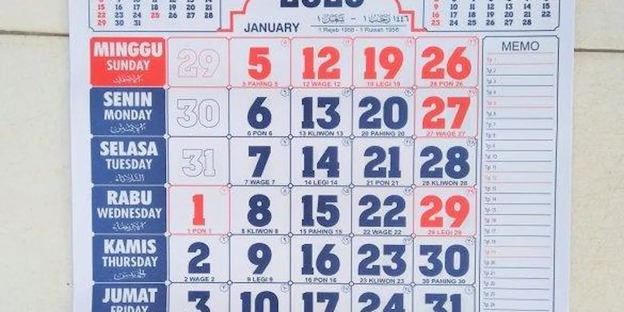 Cek, Kalender Januari 2025 Lengkap dengan Libur Panjang