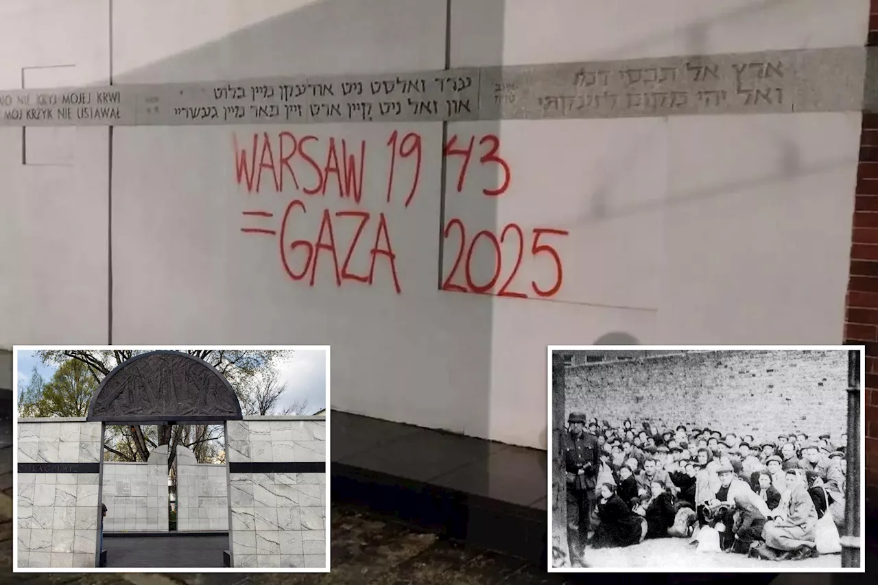 Holocaust Memorial in Warsaw Defaced with Gaza Graffiti