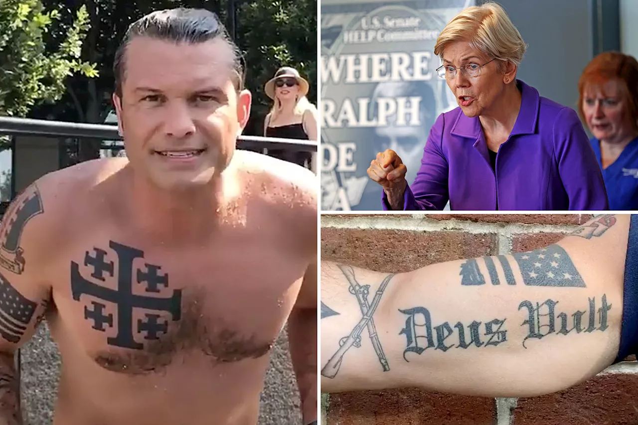 Sen. Warren harps on Hegseth's Christian tattoo, worries he may be insider threat as she rails against his anti-woke push