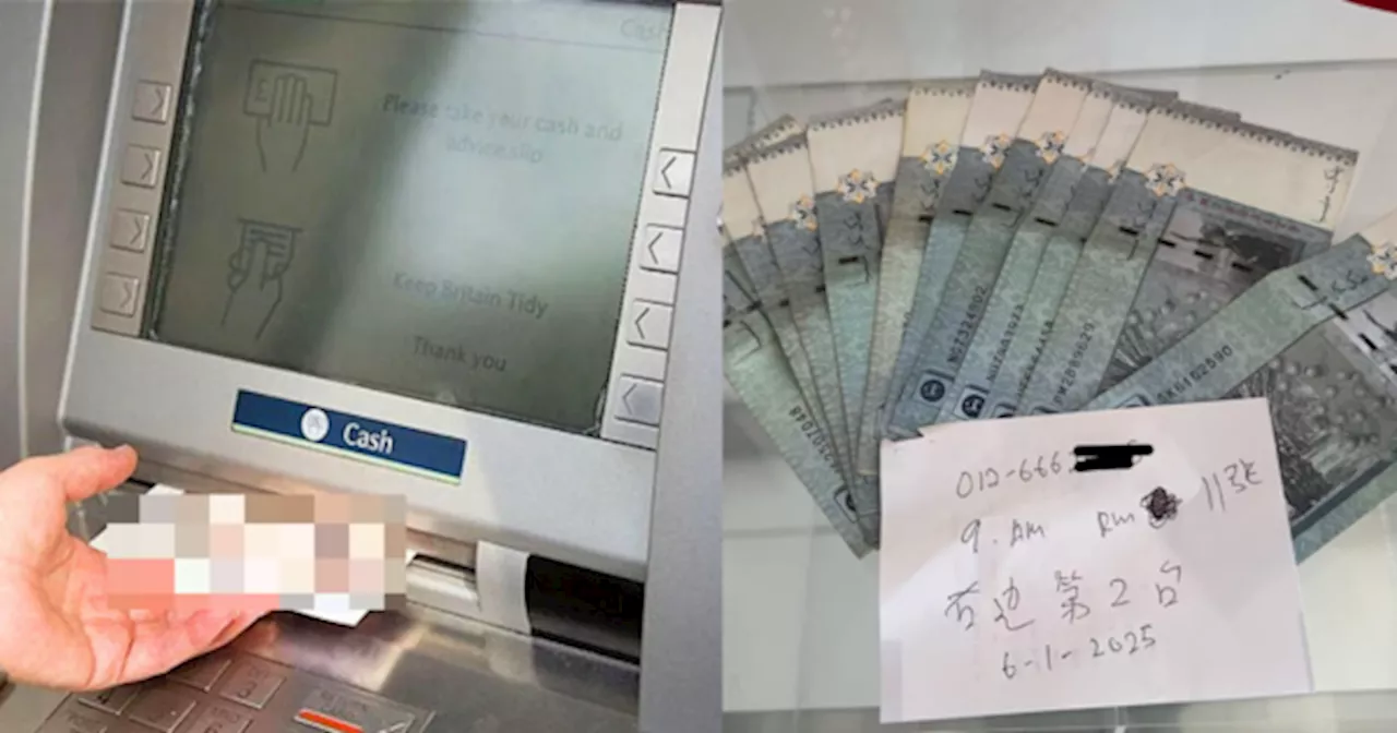 Honest Person Finds RM550 at ATM and Returns it to Bank