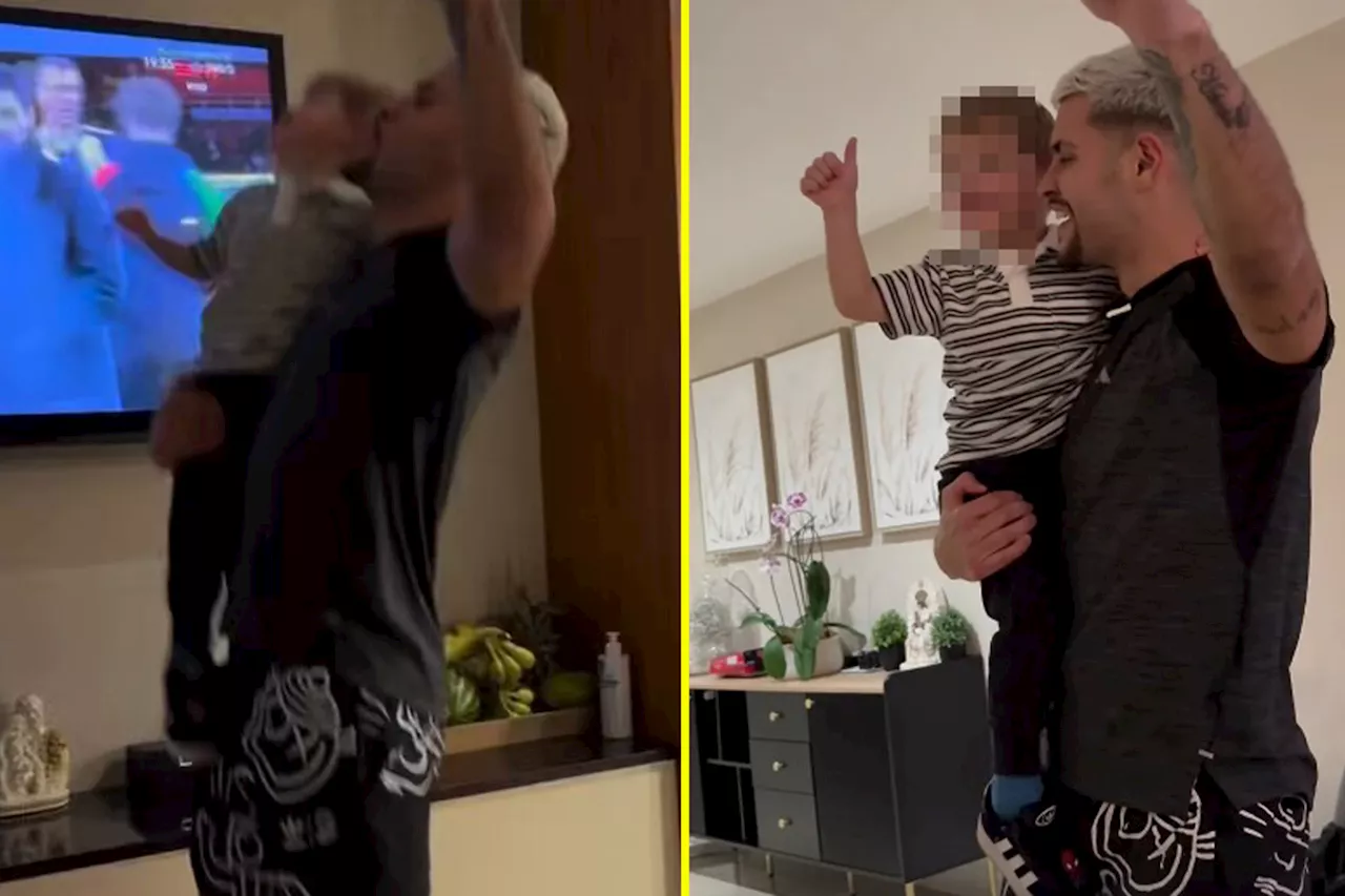 Bruno Guimaraes Celebrates Newcastle's Arsenal Victory with Son