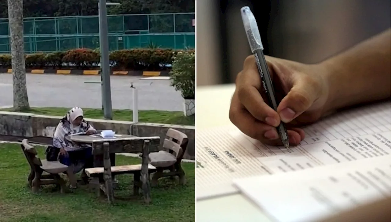 Grandma's Prayerful Wait Outside SPM Exam Hall Touches Hearts