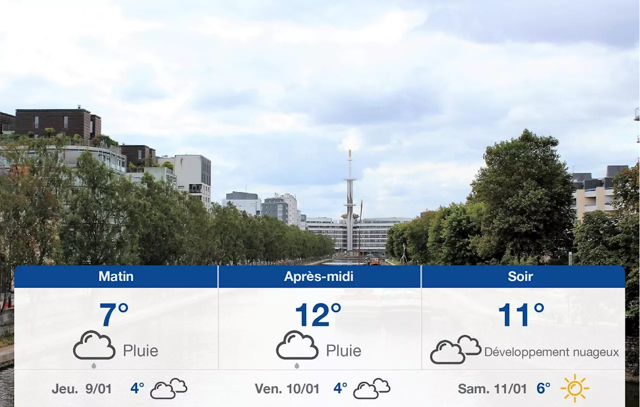 Météo Rennes: prévisions du mercredi 8 janvier 2025