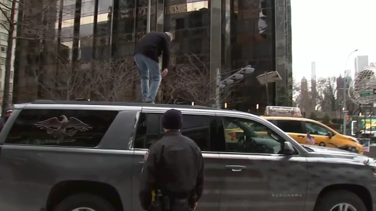 Congestion pricing protester standing on top of car arrested in Columbus Circle