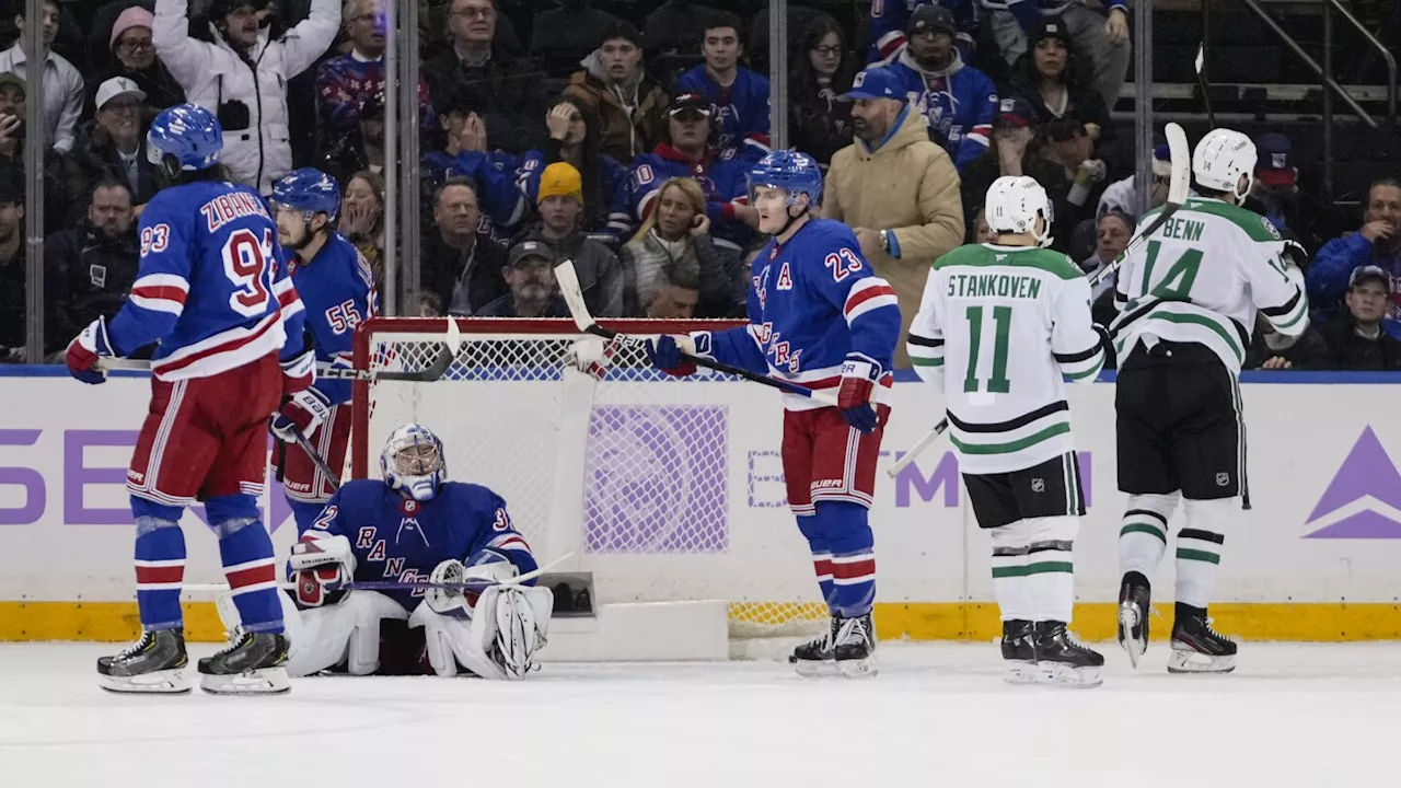 Benn scores in OT and Stars erase 3-goal deficit to beat Rangers 5-4