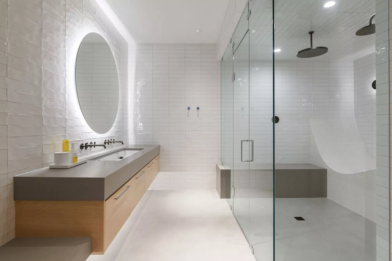 Spa-Inspired Home Gym Features a Delightful Water Closet