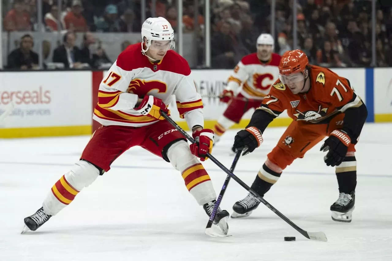 Huberdeau Scores in OT, Flames Beat Ducks 3-2