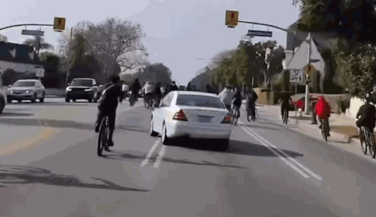 Mercedes Driver and Cyclist Group Clash in Chaotic Los Angeles Incident