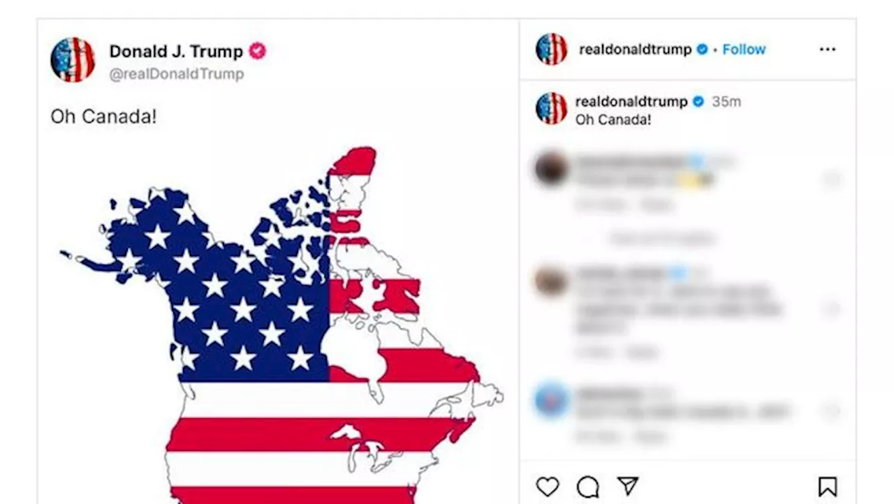 Donald Trump Bagikan Peta Kanada dibalut Bendera AS