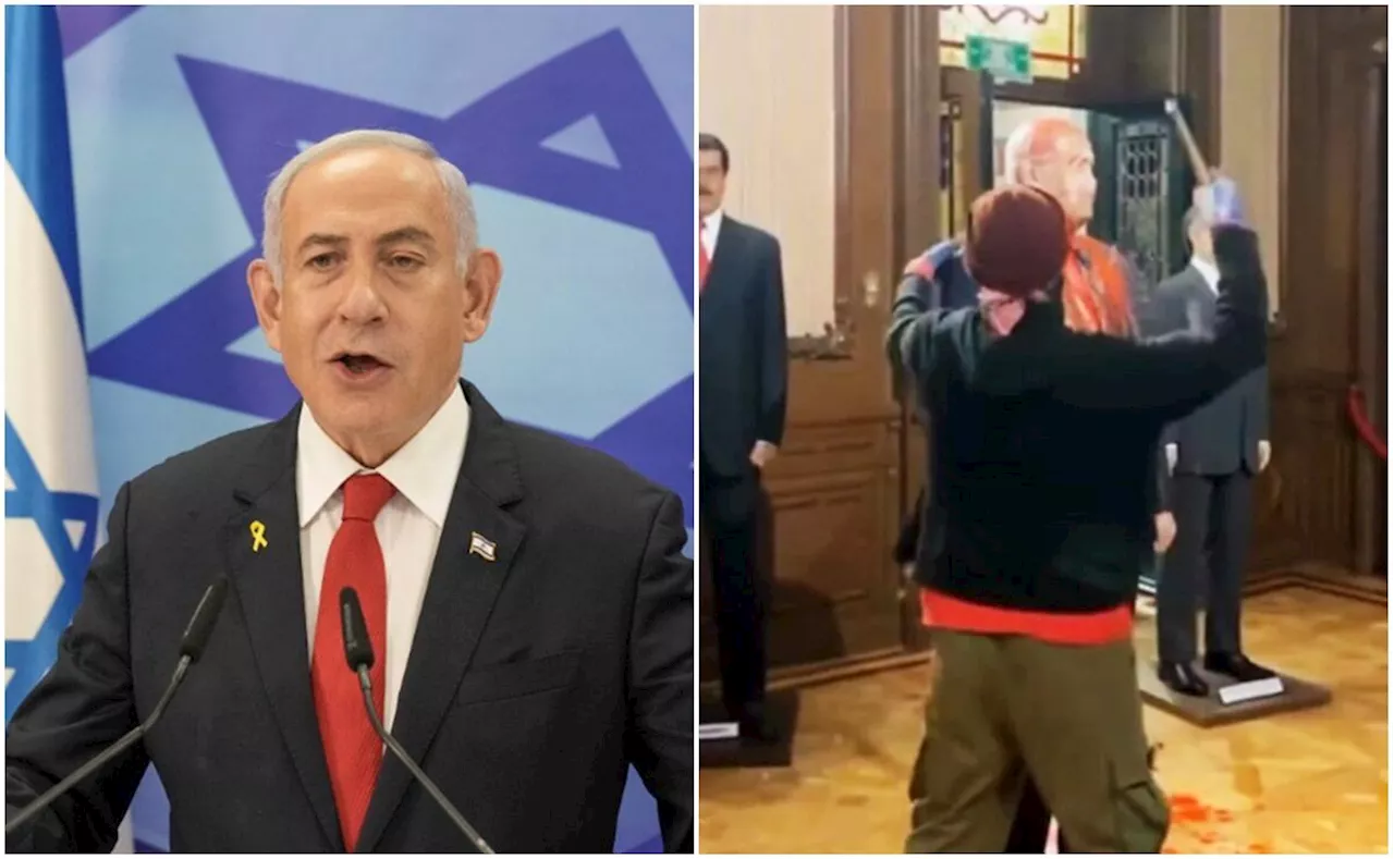 ¿Quién es Netanyahu?; destrozan figura del primer ministro de Israel en Museo de Cera de CDMX