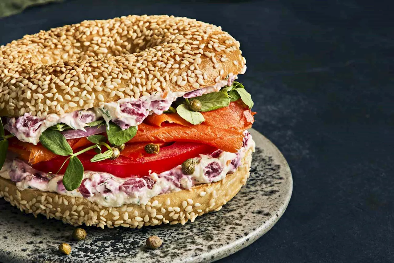 Beet Cream Cheese Lox Bagel