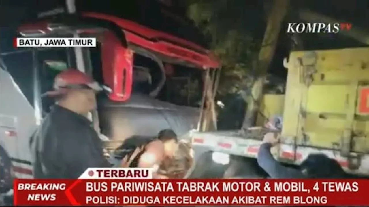 Bus Pariwisata Rem Blong di Kota Batu Tewaskan 4 Orang