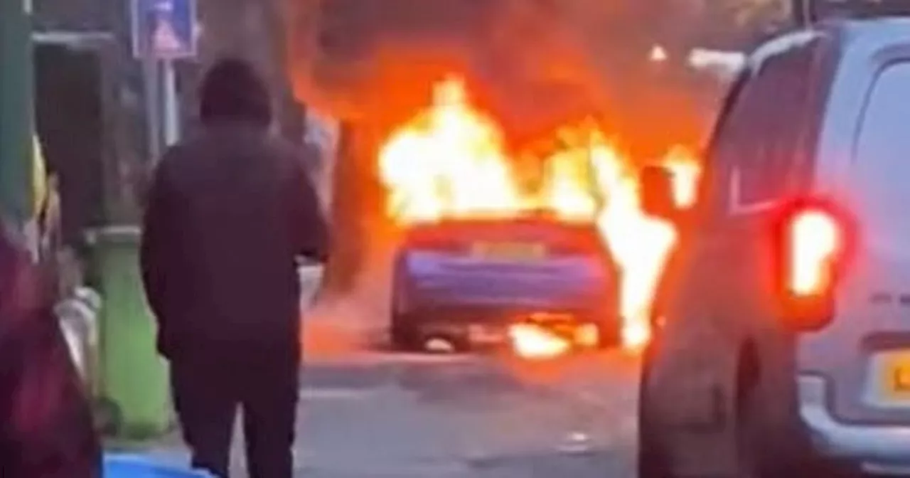 BMW Catches Fire in Tameside Street