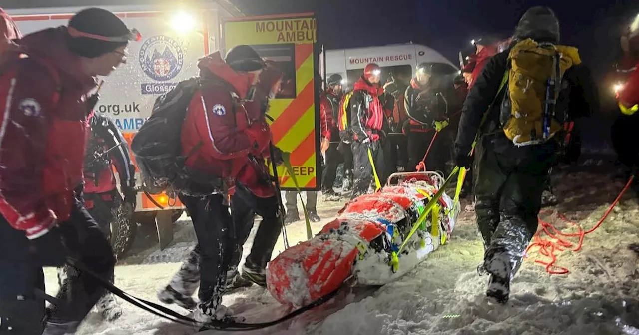 Volunteer Mountain Rescue Teams Save Trekker From Deep Snow in Peak District