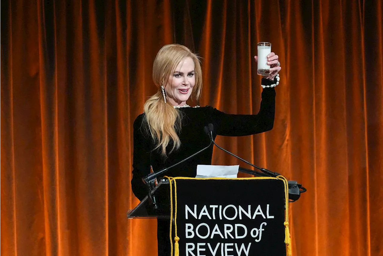 Nicole Kidman Chugs a Glass of Milk Onstage While Accepting Award for Babygirl