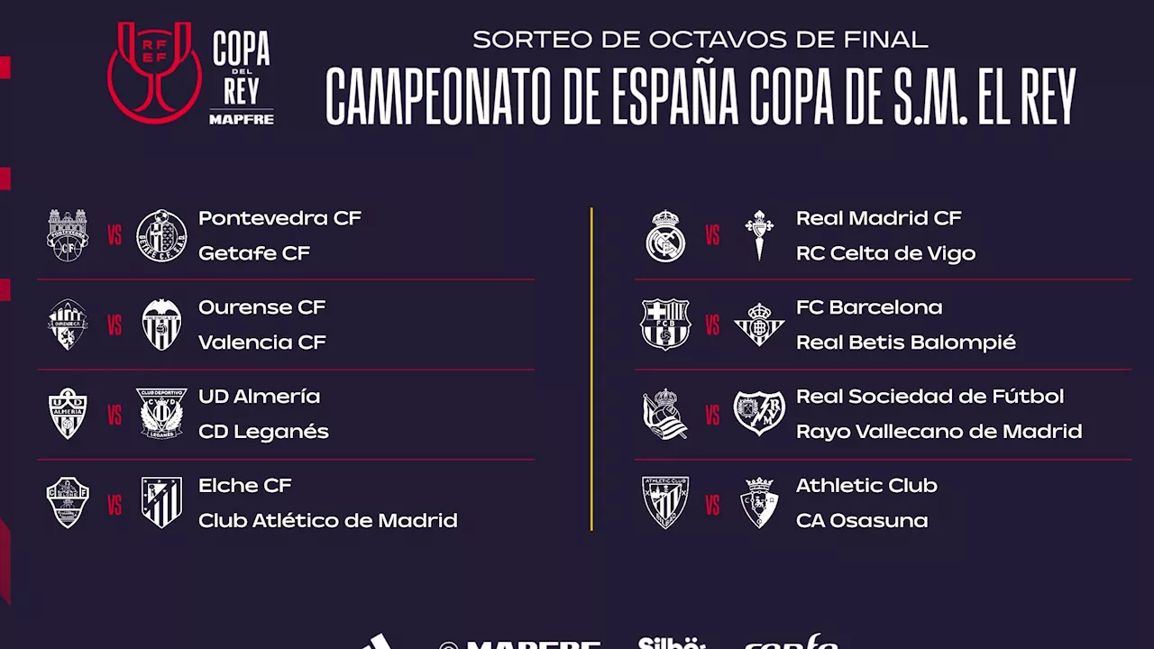 Celta, Barça - Betis, Elche - Atlético, y Athletic - Osasuna, duelos destacados de los octavos de Copa