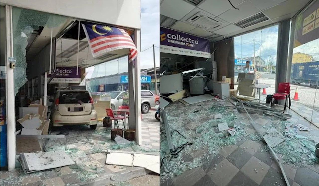 Elderly Man Accidentally Crashes Myvi into Petrol Station in Ipoh