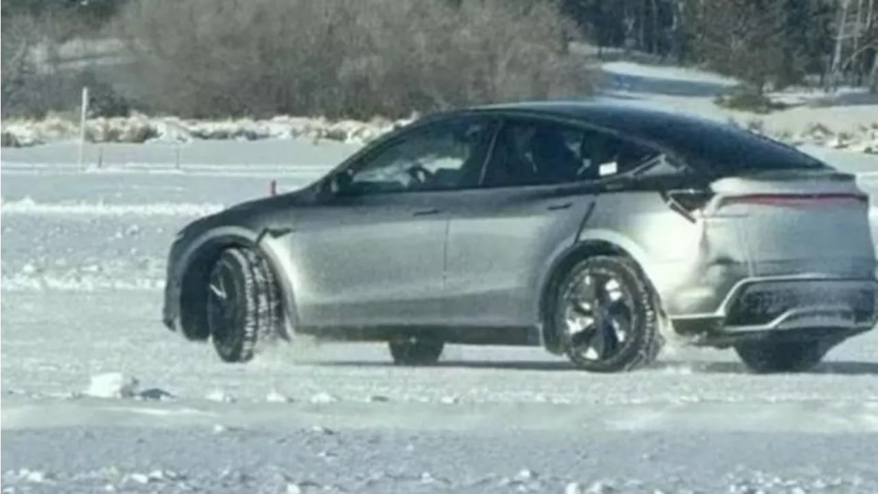 Facelifted Tesla Model Y Spied With Sharper Design and Cybertruck-Inspired Front