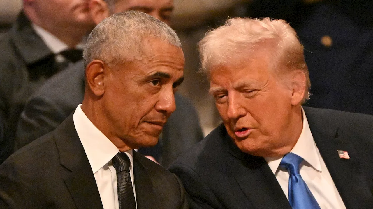 Trump talks with Barack Obama, shakes hands with Mike Pence during Carter funeral