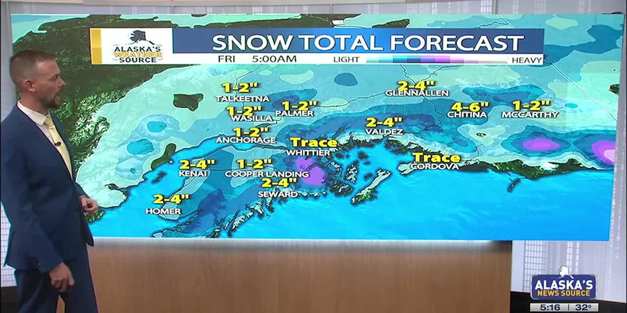 Snowfall chances increase for inland areas of Southcentral