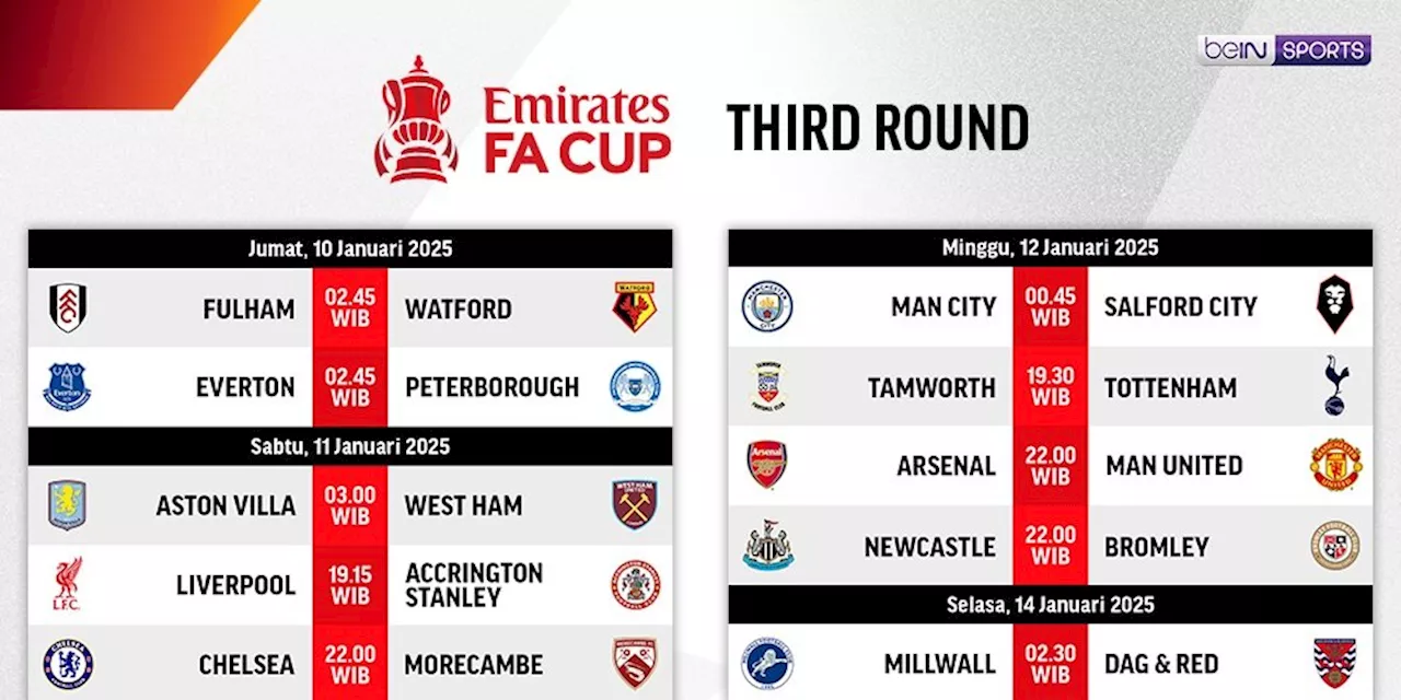 Jadwal dan Link Live Streaming 3rd Round FA Cup 2024/25 di Vidio Pekan Ini