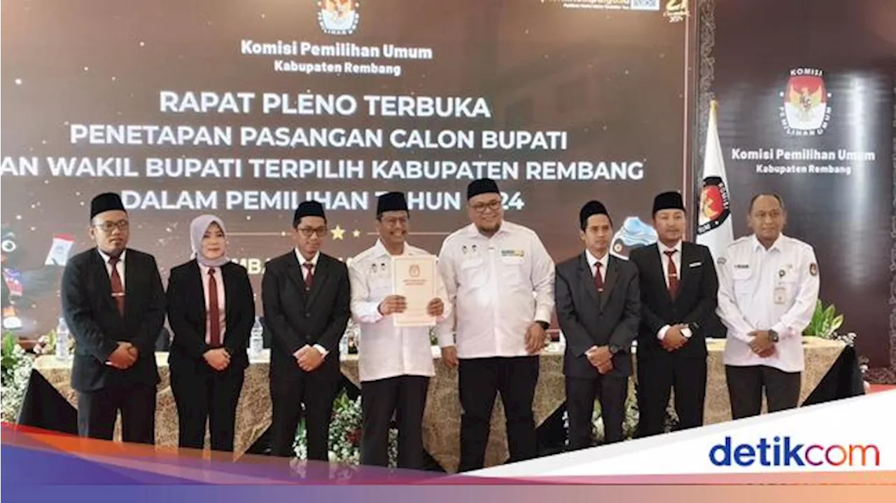 KPU Rembang Tetapkan Harno-Gus Hanies Sebagai Bupati dan Wabup Terpilih