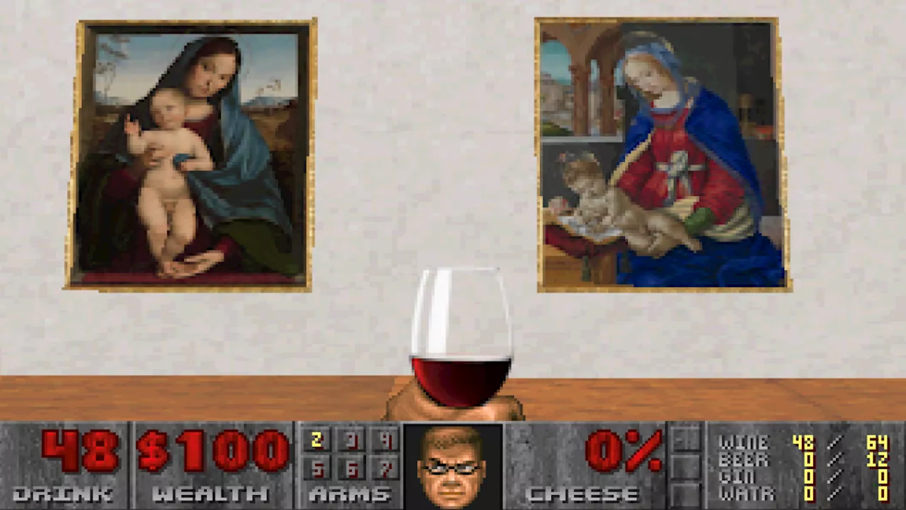 Doomguy Trades BFG for Wine in Interactive Art Gallery Mod