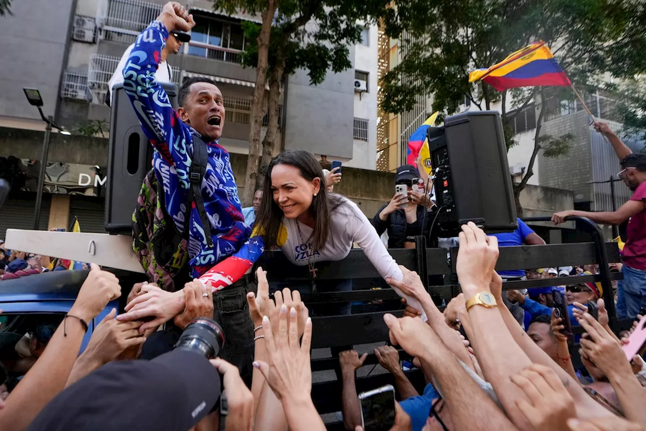 Venezuelan opposition leader Machado emerges from hideout to protest Maduro’s plans to cling to power