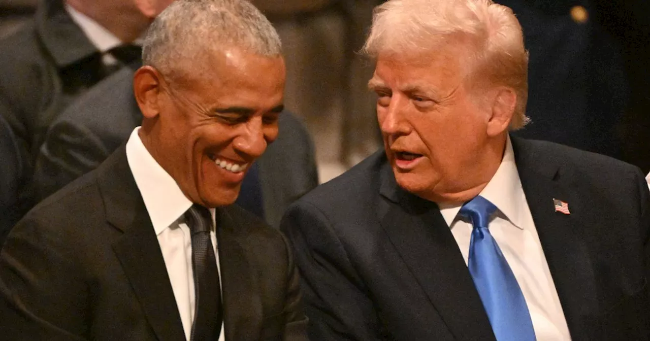 Obama and Trump Seen Talking at Carter's Funeral