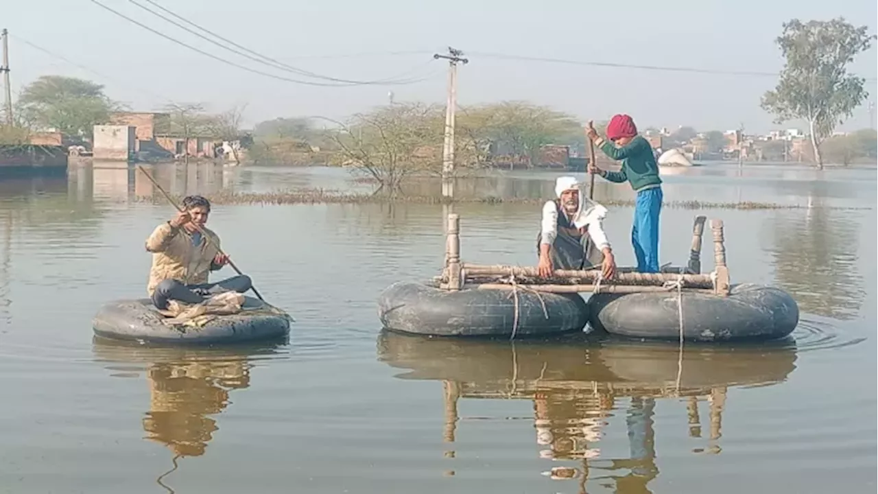 नूंह के जेवंत गांव में मानसून का जलभराव, ग्रामीणों की जंदगी टापू में