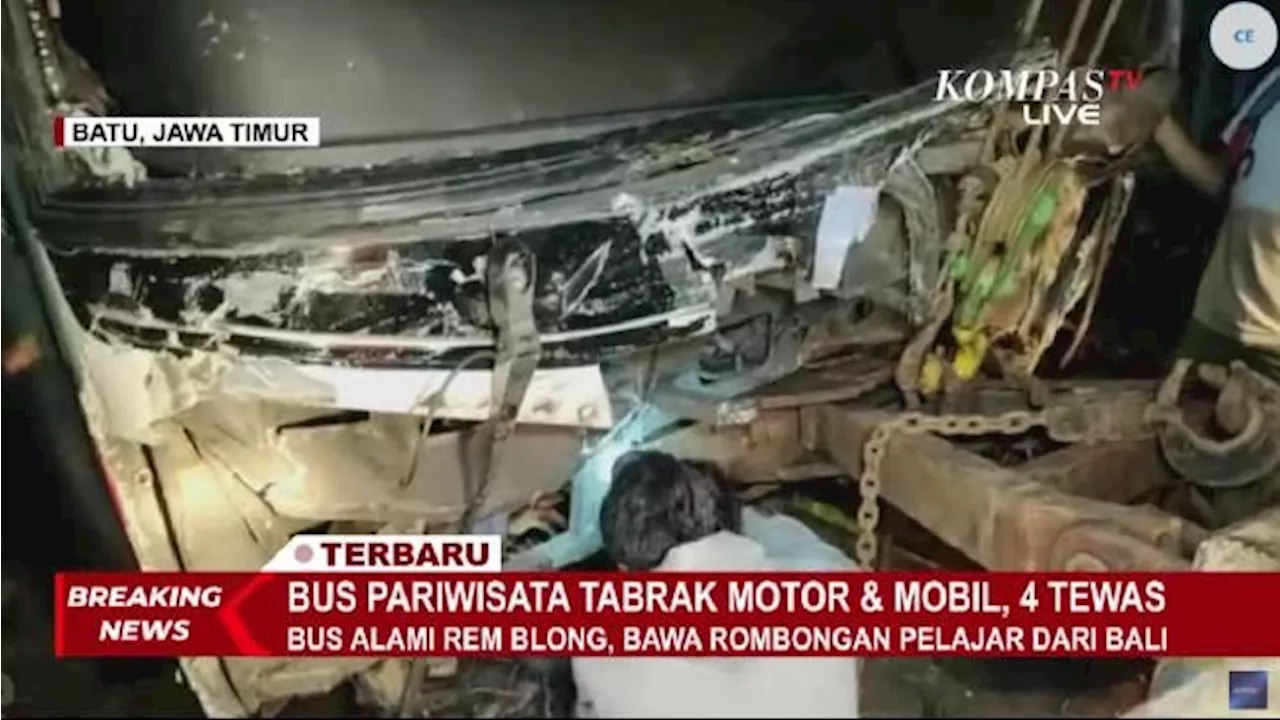 Bus Pariwisata Kedaluwarsa Perizinan Terlibat Kecelakaan di Kota Batu