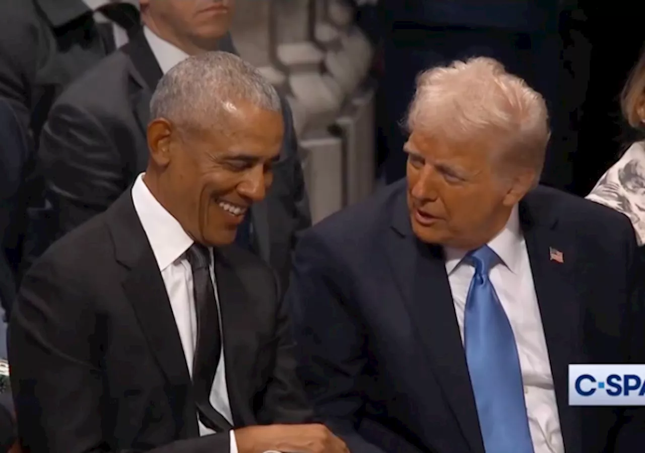 Obama and Trump Laugh Together at Bush Funeral