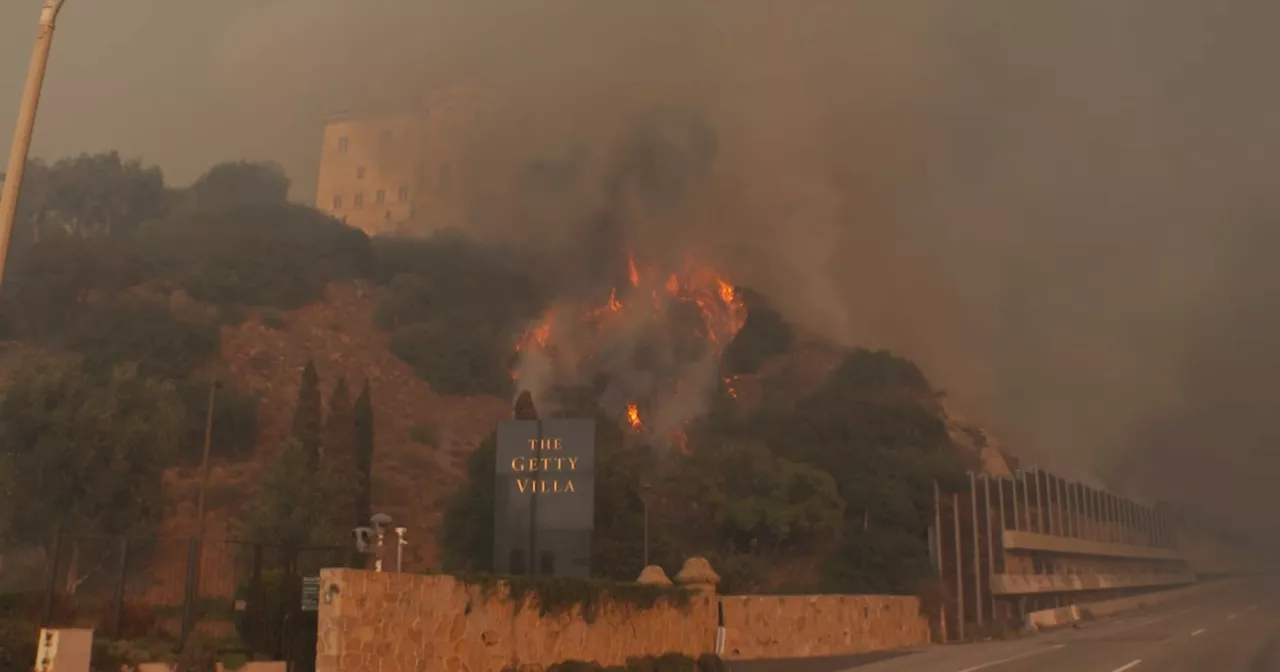 Historic Mansion Fire Near Getty Villa Amid California Wildfires